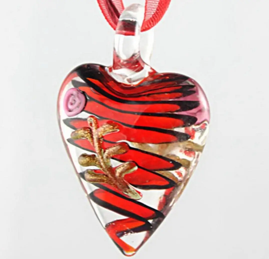 New Handmade Murano Lampwork Glass LiuLi  Heart Pendant 30*35MM Fit Necklace  Jewelry Gifts LL76