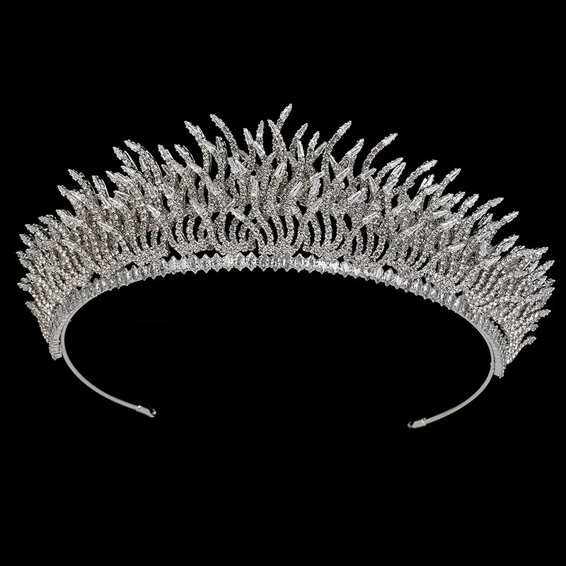 

Crown HADIYANA Luxury Wedding Crowns for Women Cubic Zirconia Big Headpieces Hair Accessories BC6162 Wedding Gift