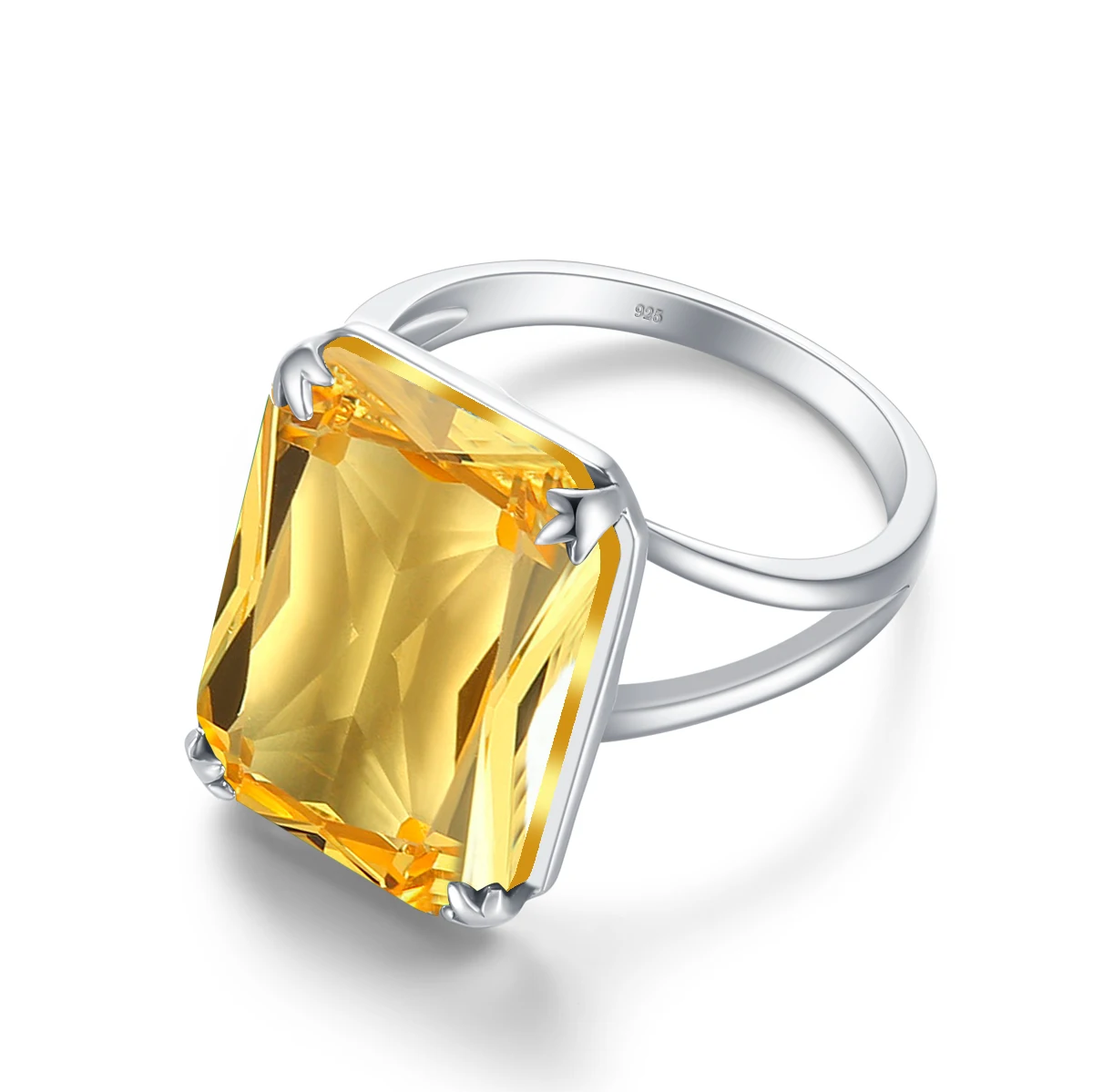 Imagem -02 - Szjinao Anéis de Prata para Mulheres 925 Prata Esterlina Amarelo Cristal Brilhante Criado Citras Designer Antiguidade Prata Fina Nova