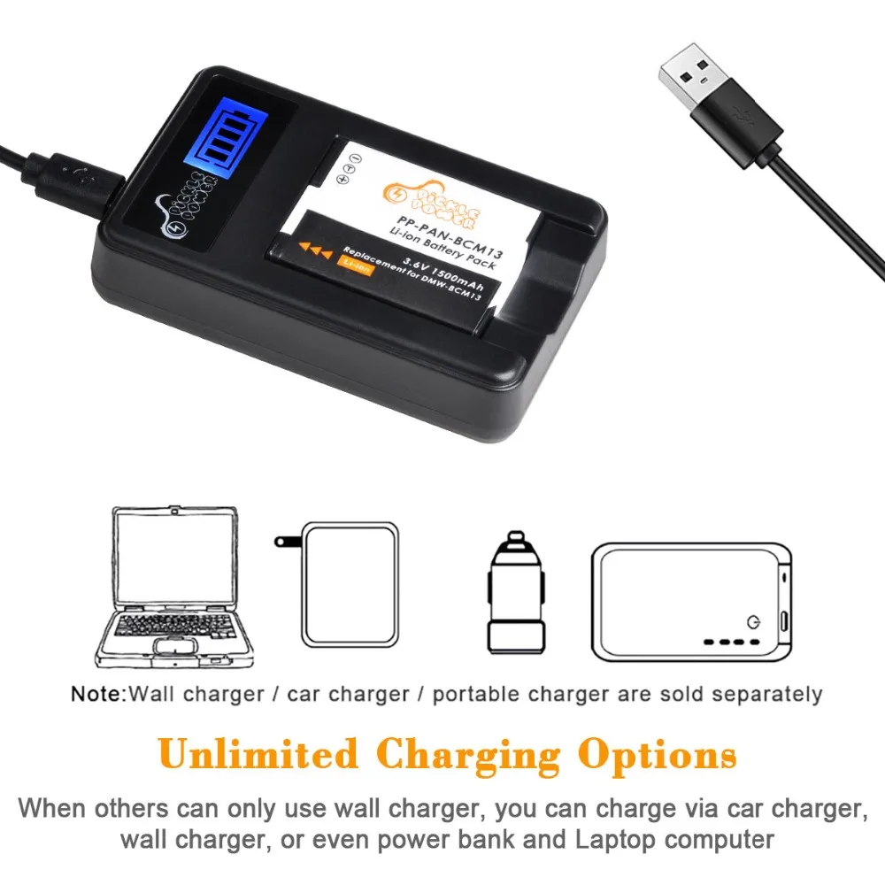 DMW-BCM13 DMW-BCM13E DMW-BCM13PP Battery LCD USB Charger For Panasonic Lumix DC-TS7 DMC-FT5 DMC-LZ40 DMC-TS5 DMC-TZ37 DMC-TZ40