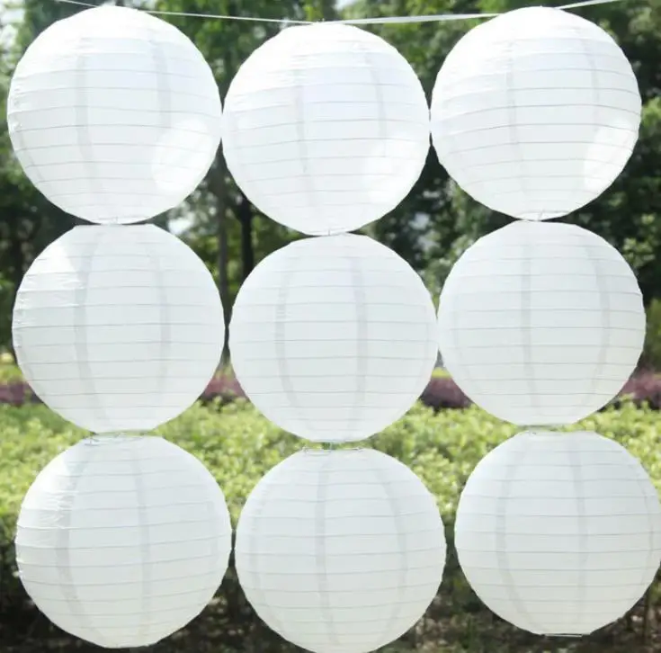 8 - 16 Inch White Chinese Paper Lantern Wedding Children's Birthday Party Baby Shower Hanging Decoration 100pcs SN3664