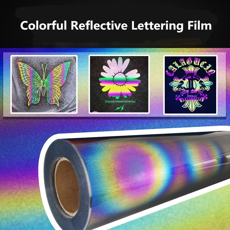 Colorful Sublimation Printing Film Magic Color Textile Patterned Rainbow Reflective Heat Transfer Vinyl For Clothing T-Shirt