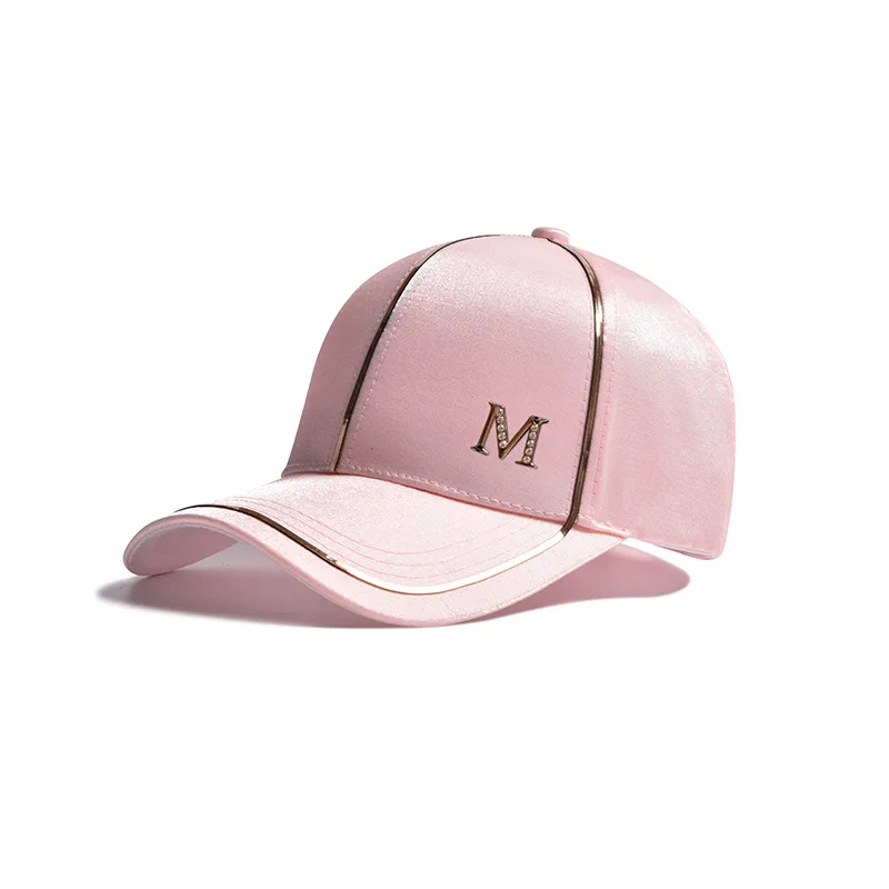 

2022 Fashion Rhinestone Baseball Cap Women's Hat Snapback Bone Casual Hip Hop Hat Satin Silk Shiny Face Women's Visor Hat