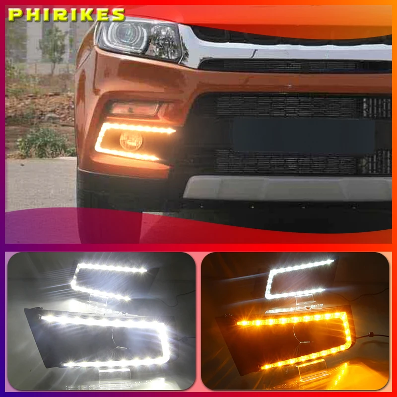 

for SUZUKI Vitara brezza 2015 - 2017 LED DRL Daytime Running Lights Daylight with yellow turn signal Styling light