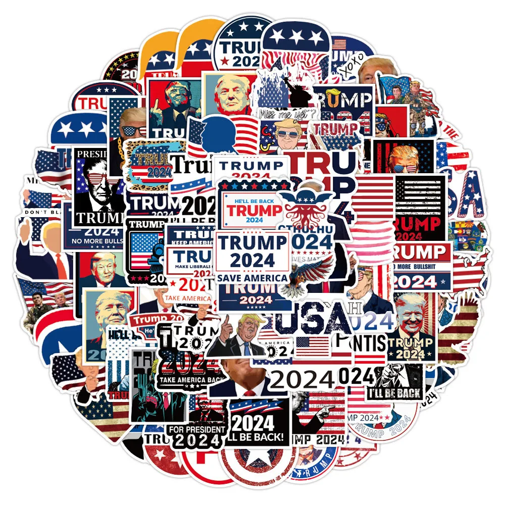 10/30/50/100PCS Cool Trump 2024 adesivi impermeabili Skateboard moto Laptop chitarra telefono auto Graffiti decalcomania Kid Sticker Toy