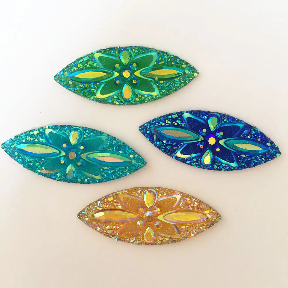 New 12PCS AB Resin Horse Eye Ore Flower Flatback Rhinestone Scrapbook Wedding 2 Hole DIY crystal Applique Craft Ornaments