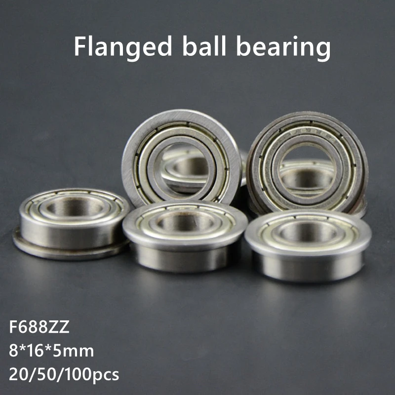 

20/50/100pcs F688ZZ F688-ZZ 2Z 8x16x5mm Miniature flanged deep groove ball bearing 8*16*5mm