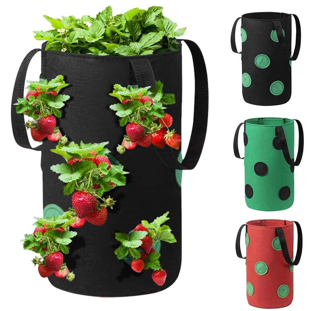 

Hanging Strawberry Planting Grow Bag With Handles Thicken Vegetable Potato Greenhouse Plant Container Bag Garden Pot Storage D30