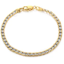 Davieslee 585 Silver Color Gold Color Womens Bracelet Chain Wristband Cuban Link 4mm 18cm 20cm 23cm 25cm GB94