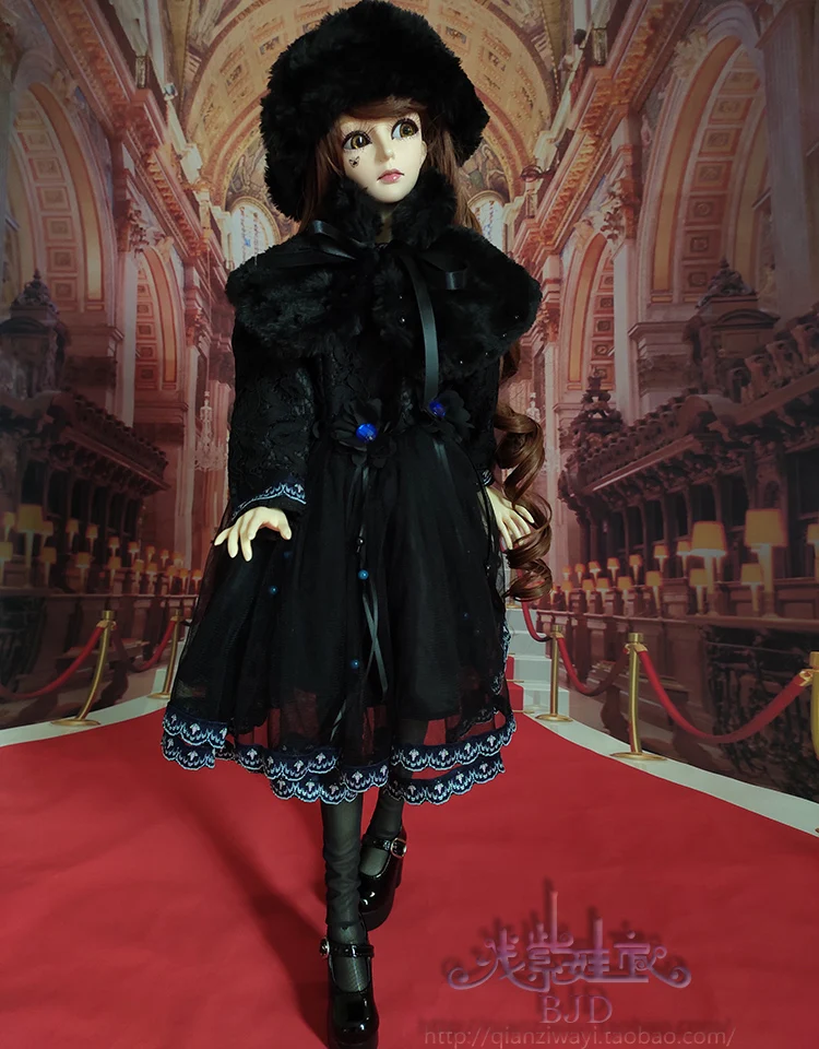 1/4 1/3 BJD Dress+hat+scarf set doll clothes accessories for BJD/SD MSD SD13,not include doll,shoes,wig and other E2690