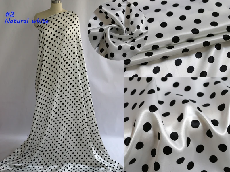 1 meter X 1.48 meter Polka Dots Fabric Satin Charmeuse Soft Lining Scarf Diy Tissu