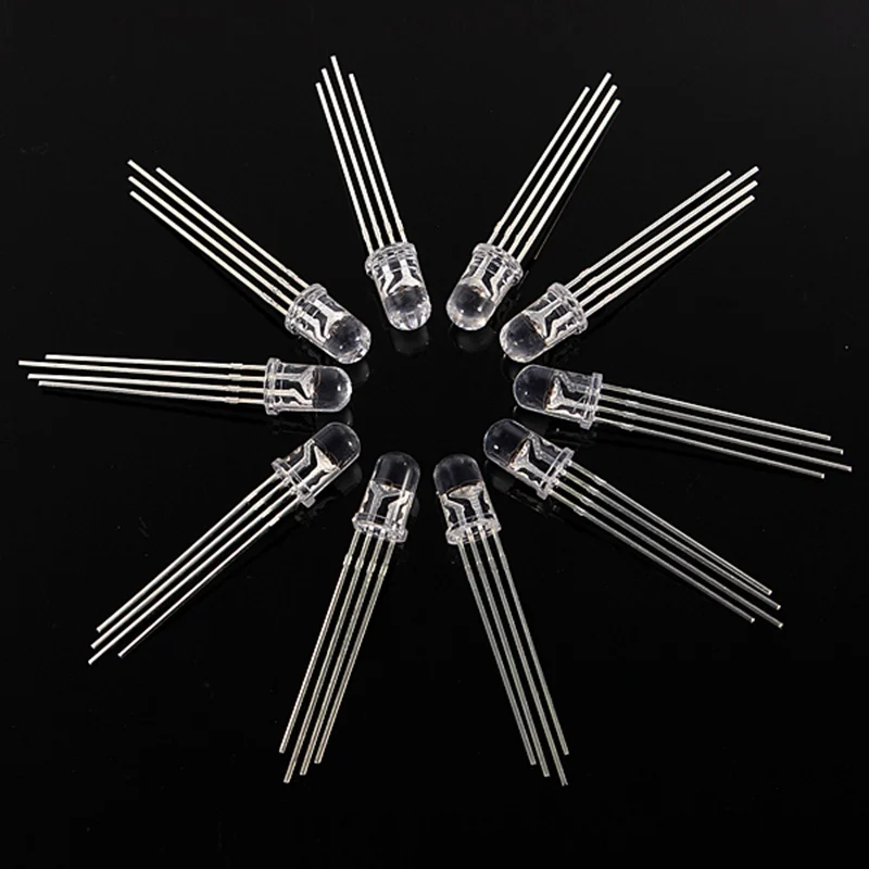 50pcs/lot 4-Pin 5mm Led Light Lighting Diodes  RGB LED Common Cathode Tri-Color Emitting Diode Support Dropshipping