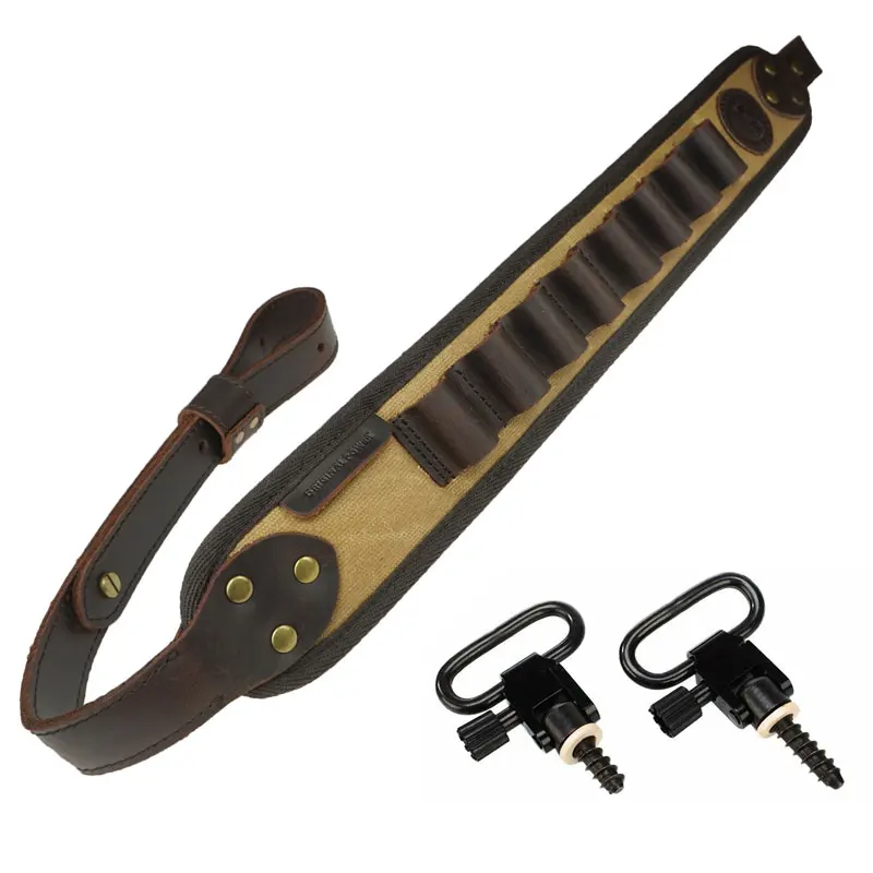 Leather Rifle Sling Shoulder Padding Tactical Strap And Shotgun Gun Buttstock Ammo Shell Holder For 5pcs 12 Gauge