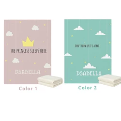 LVYZIHO Sky/Clouds Personalized Name Baby Blanket - 30x40 / 48x60 / 60x80 Inches - Flannel Fleece Blanket