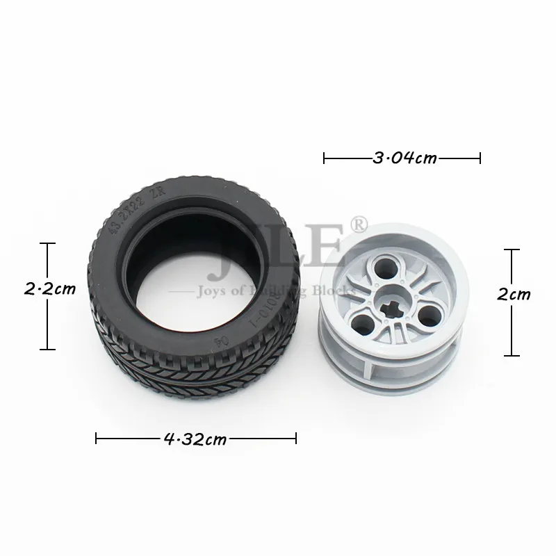 Technology Wheel 30.4mm D. x 20mm No Pin Holes with Tire 43.2 x 22 ZR 56145 44309 61481 High-Tech MOC Building Blocks Bricks