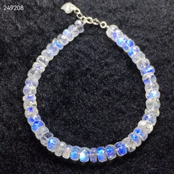 Natural Moonstone Blue Light Clear Abacus Faceted Beads Bracelet 6mm Women Men Fashion Jewelry Moonstone Beads AAAAA