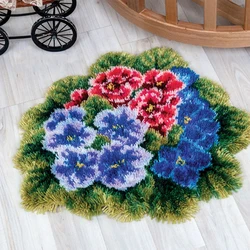 Latch hook carpet Carpet embroidery set with Pre-Printed Foamiran Flowers Canvas for embroidery Tapestry Home decoration