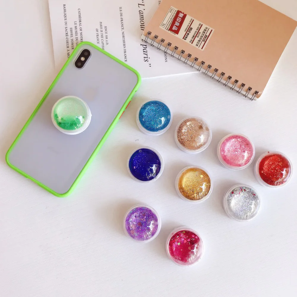 Universal Phone Bracket Glitter Quicksand Expanding Grip Finger Ring Holder for iPhone Samsung Huawei Phone Holder Stand