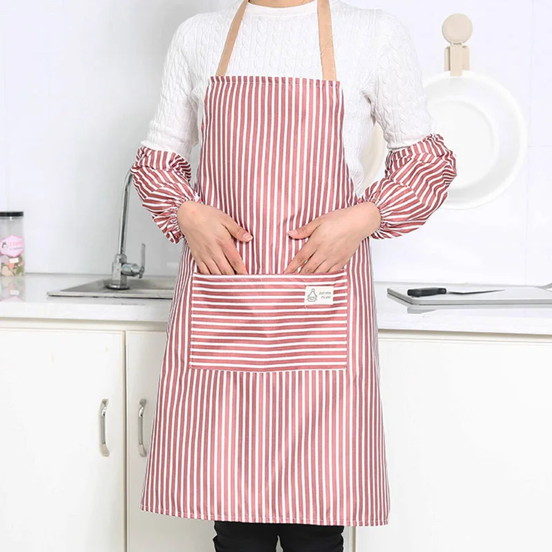 Waterproof Hand Erasable Apron Abrasion Hand Apron Oil-Proof Apron Kitchen Utility Equipment with 1 Pair Oversleeves