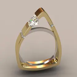 Glamour party jewelry golden geometric triangle zirconia ladies ring creative fashion accessory engagement wedding ring