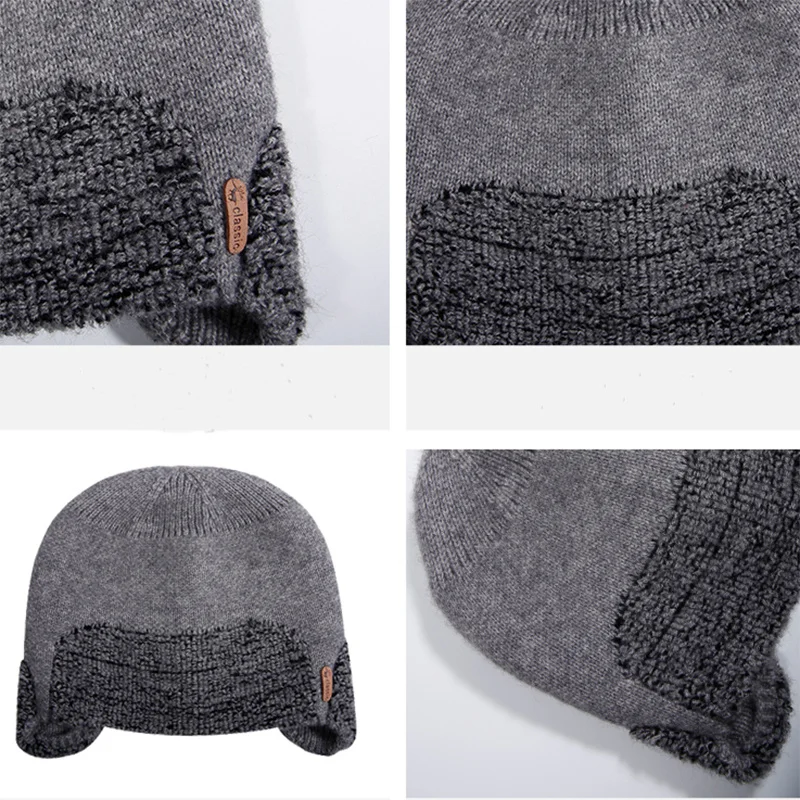 Skullies Beanies Men Winter Hat Women Knitted Hats For Men Cap Winter Beanie Hat Gorro Thick Warm Brimless Fur Bonnet Men\'s Cap