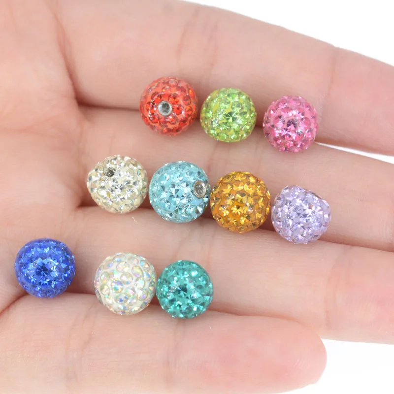 10Pcs 16g&14g 3-5mm Tongue Barbell Lip Ring Ear Belly Eyebrow Piercing Jewelry 100% CZ Crystal Screw 3-5mHole Replacement Balls