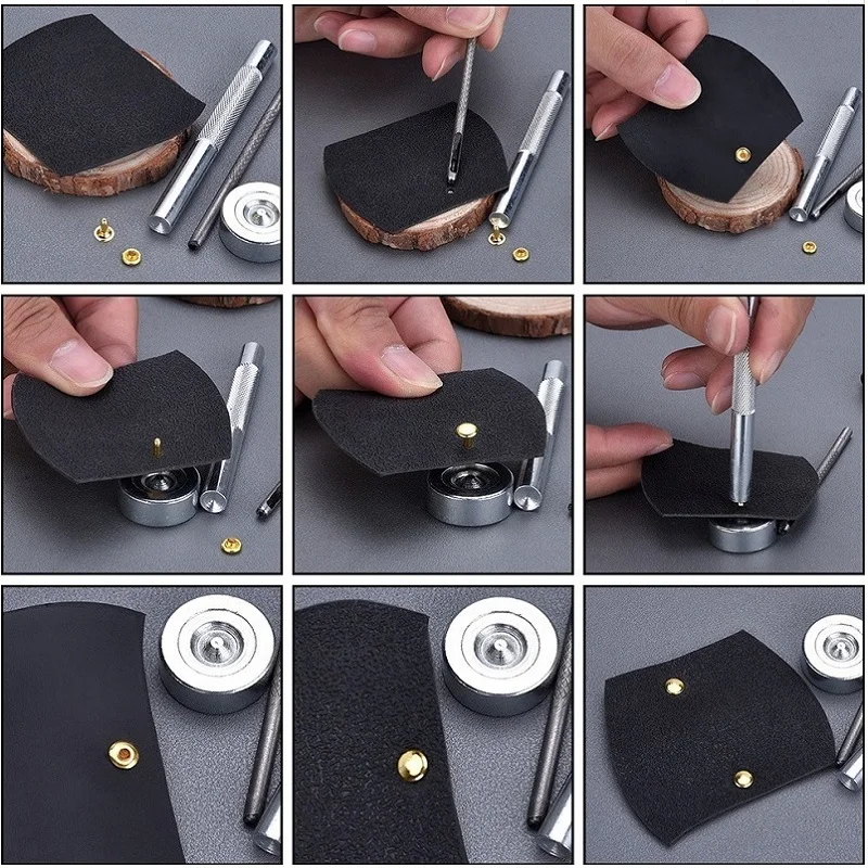 

8Pcs/Set Alloy Punch Tool Snap Rivet Setter Base Kit DIY Leather Craft Repairing Decor Fixing Replacement Home Useful 2019NEW