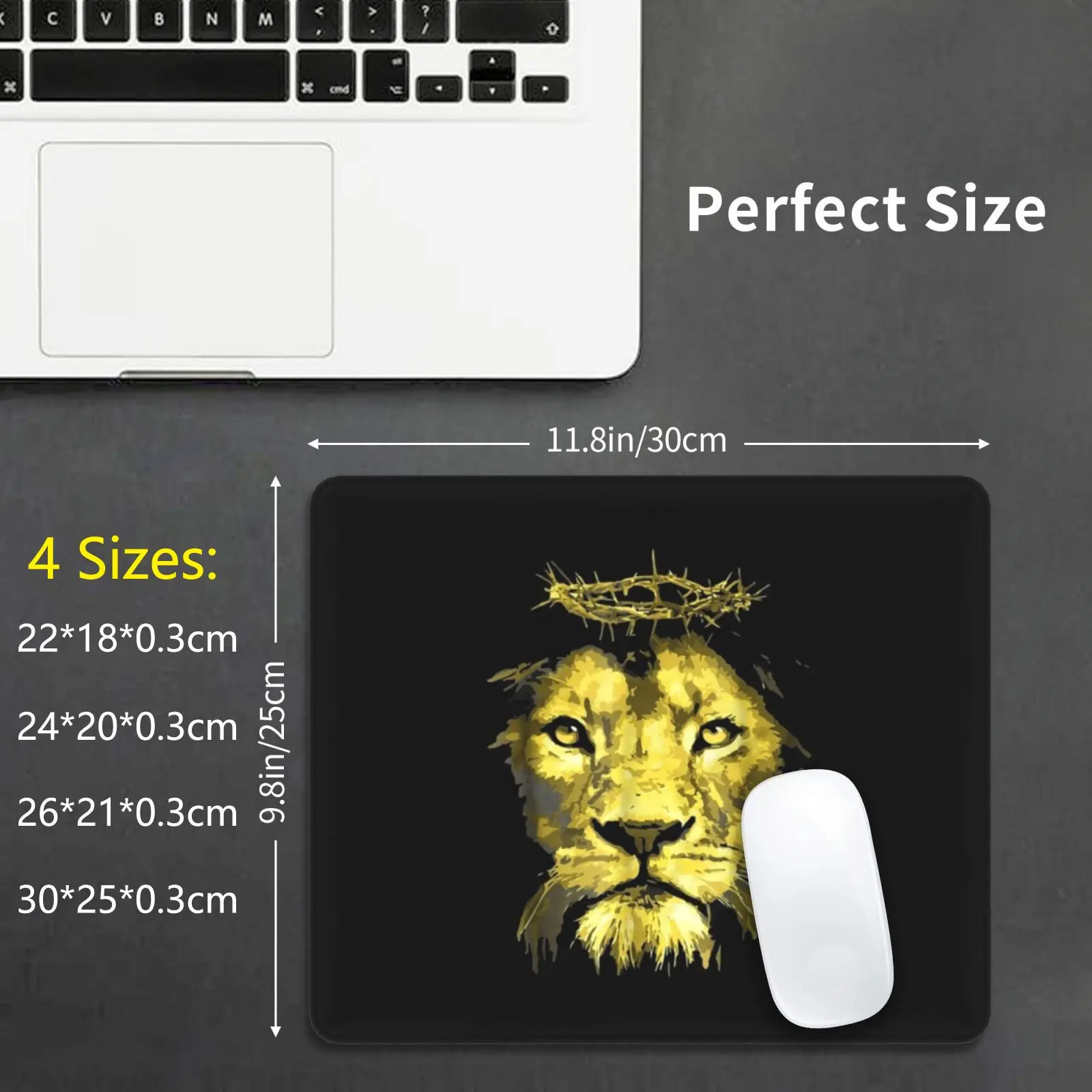 Lion Of Judah Mouse Pad DIY Print Lion Judah Jesus Christ Religion Religious Animals Wild Faith