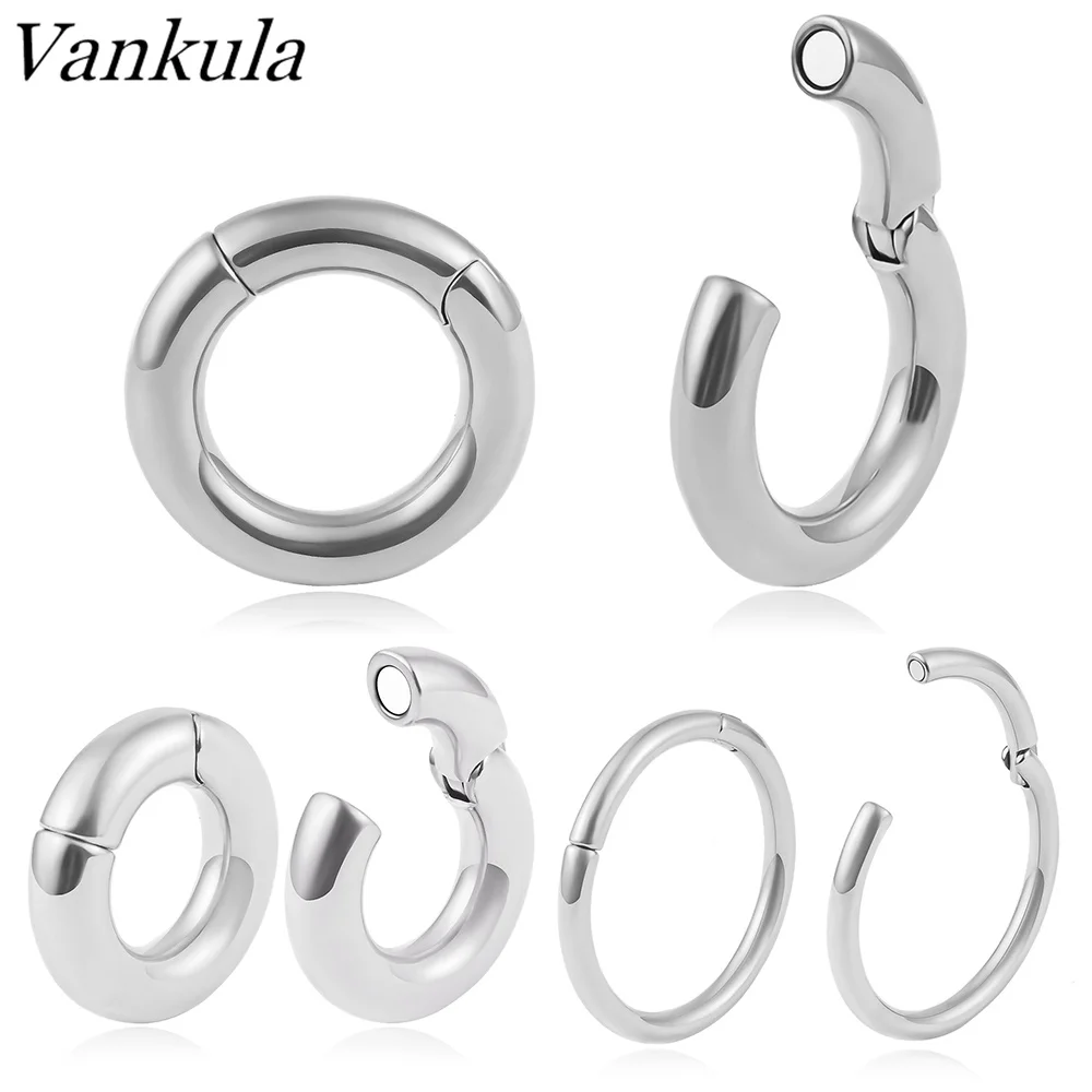 Vankula 2 pezzi in acciaio inossidabile Punk Piercing Hoop PA Ring Big cap(bead Ring Ear Gauge Hoop orecchini calibri per orecchie tappi pesi