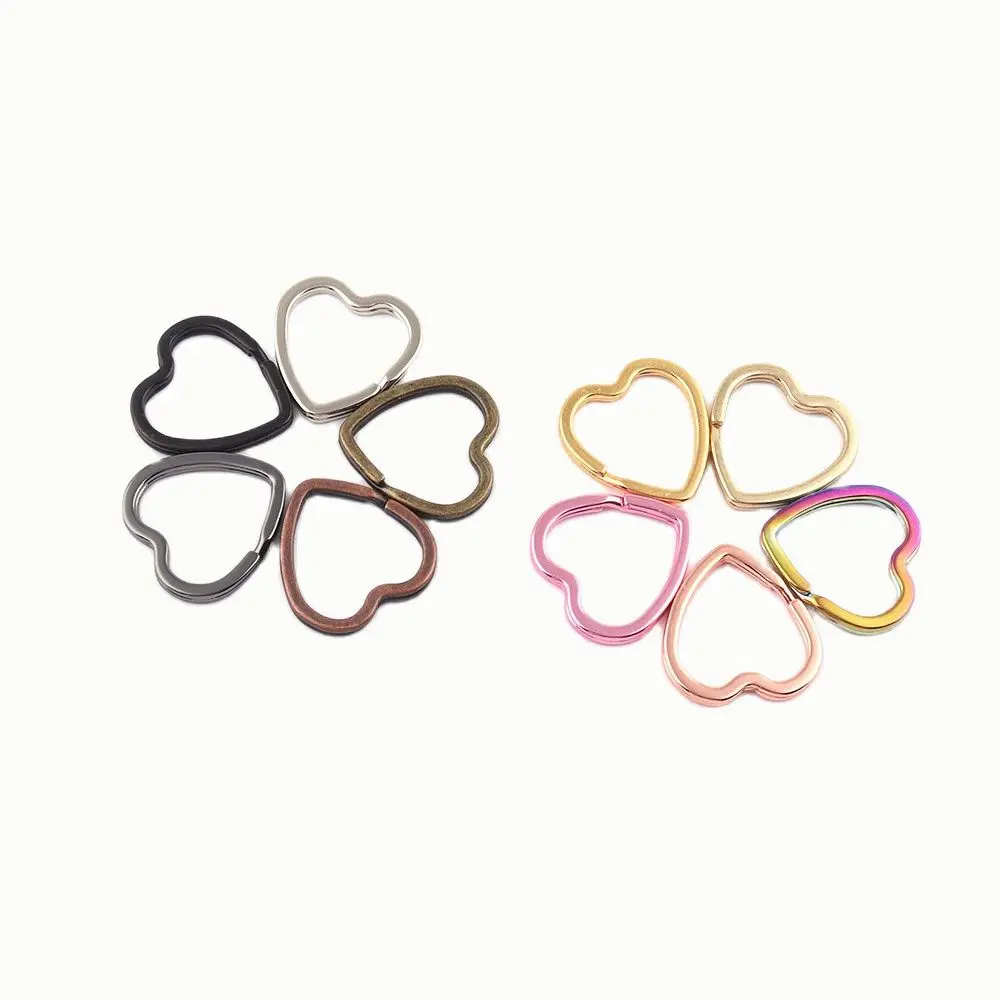 Rainbow Heart Split Key Supplies Jewelry Charm Jump Ring Purse Pendant Metal Connectors DIY Leather Craft Clasps