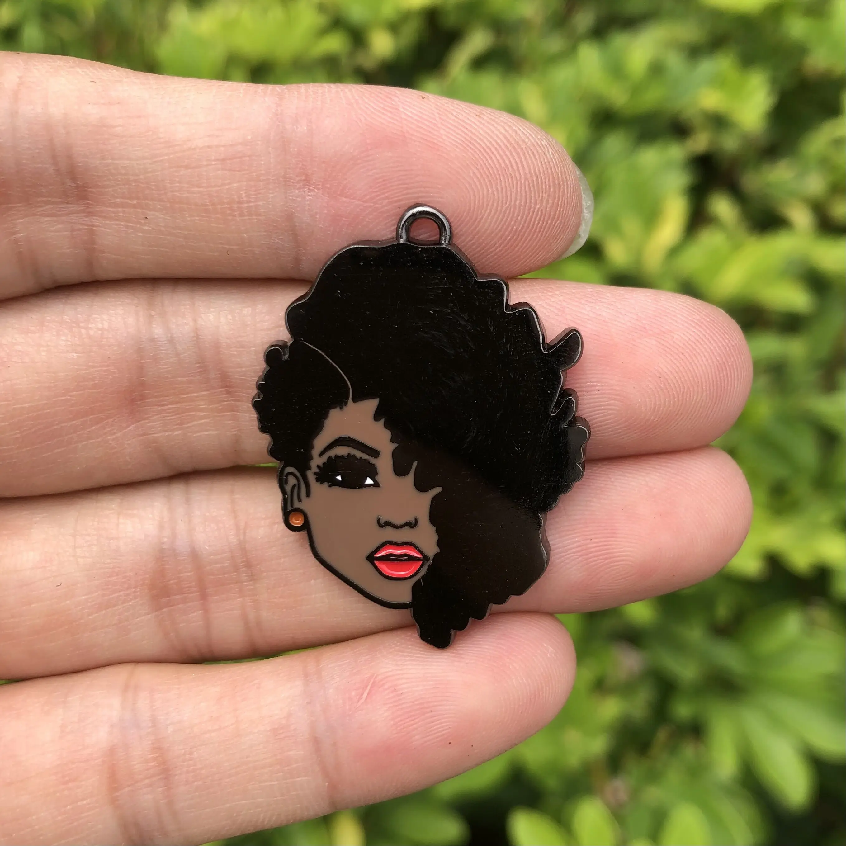 

5 PCS Afro Lady Black Girl Magic Charm Enamel Pendant for Women Bracelet Necklace Jewelry Earring Keychain Wholesale Making