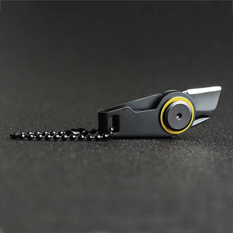 Mini Folding Rvs Rits Mes Pocket Sleutelhanger Hanger Outdoor Folding Coin Mes