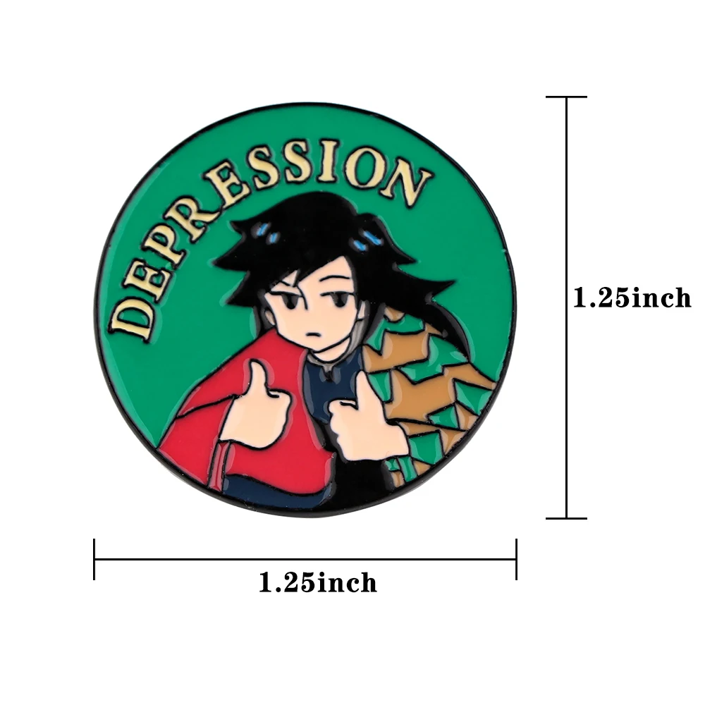 Anime Fight Against Depression Soft Enamel Pin Badge Decorative Badges Lapel Pins Japanese Manga Brooch Backpack Accessories