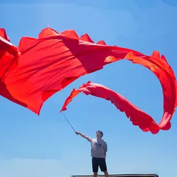 Nastro cinese di danza del drago per adulti divertenti prodotti per la salute e il Fitness puntelli sportivi di prestazione festiva di seta colorata