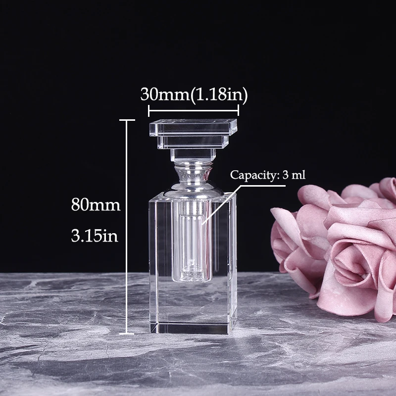 Clear 3ML Crystal Perfume Bottle Empty Mini Refillable Glass Bottle Home Decoration Vintage Essential Oil Bottle Gift For Lady