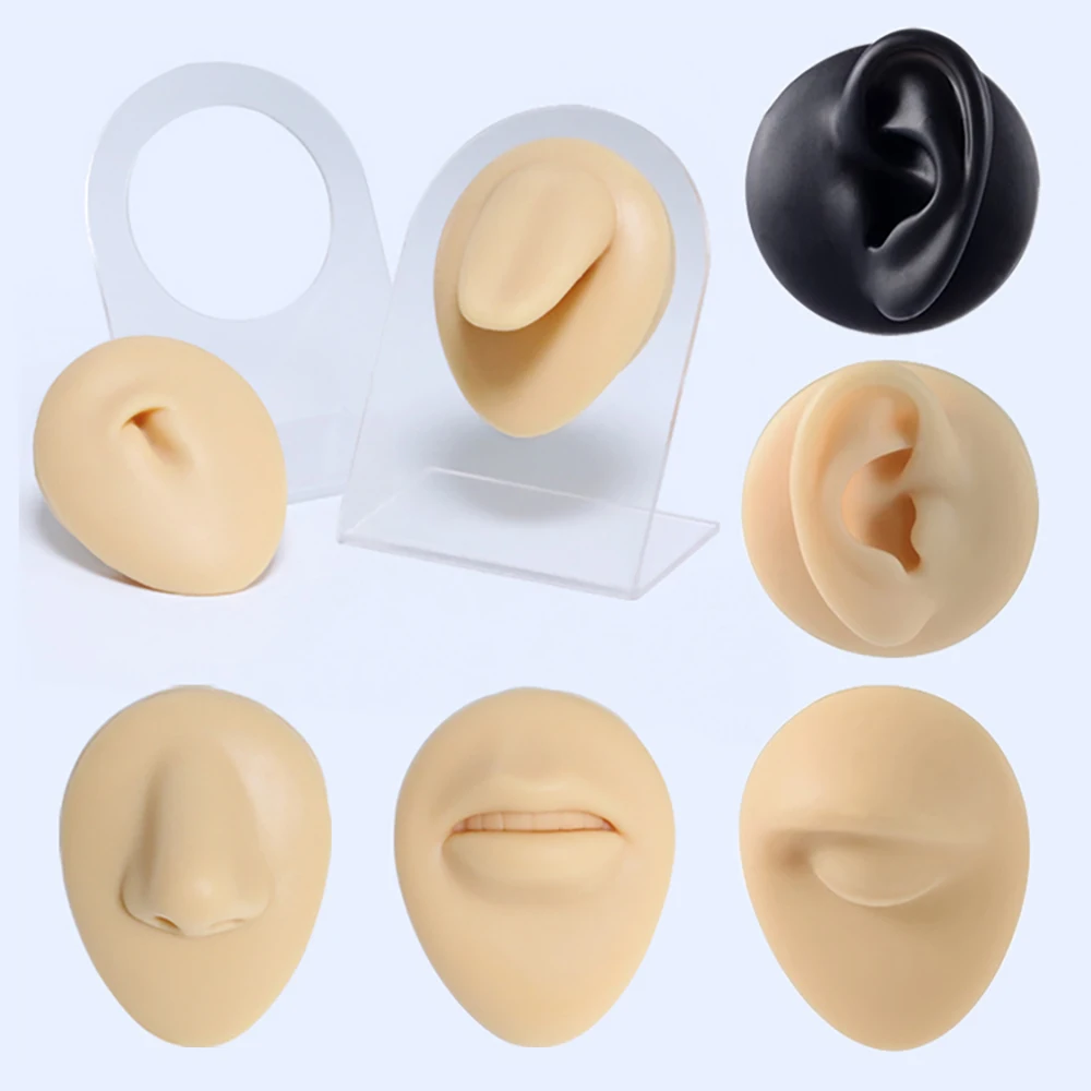 1PC Silicone Model Tattoo Puncture Practice Simulation Human Body Part Display Ear Nose Lip Navel Tongue Piercing Jewelry