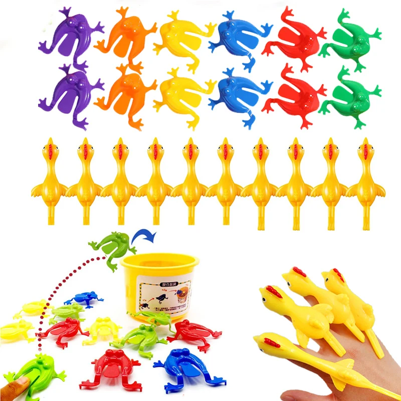 

Slingshot Chicken Jumping Frog Toys Kits Funny Party Contest Fidget Toy for Children Adult Novelty Assorted Stress Reliever Toys