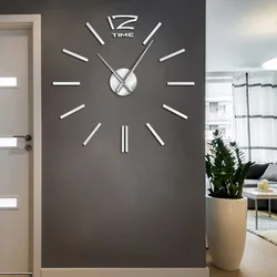 3D DIY Wall Clock Decor Sticker Mirror Frameless Large DIY Wall Watch Wall Art Clock Kit for Home Living Room Bedroom Office