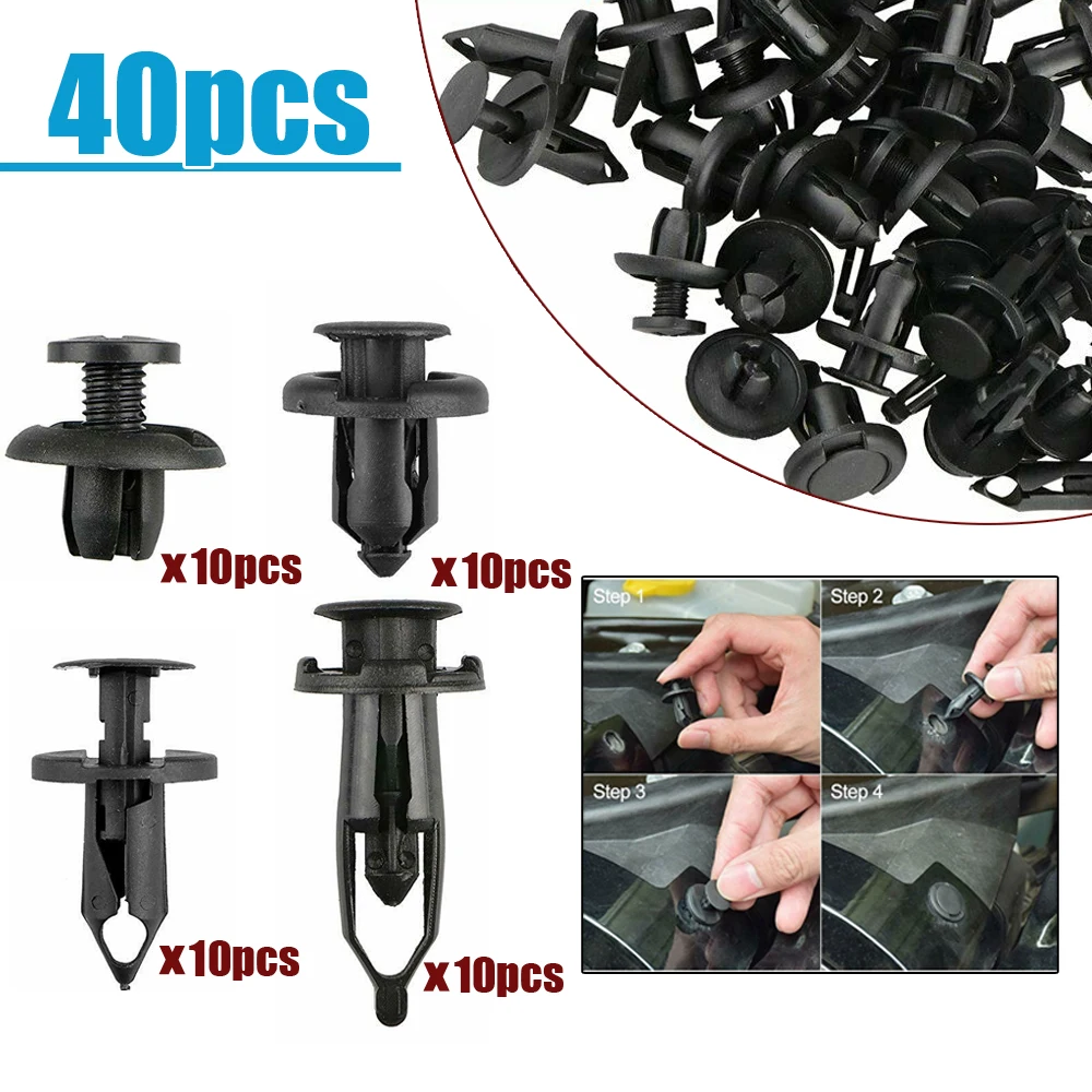 

40pcs Universal Durable POM Pin Body Bumper Car Auto Vehicle Push Retainer Rivet Trim Clip Bolt Interior Accessories ATV Part