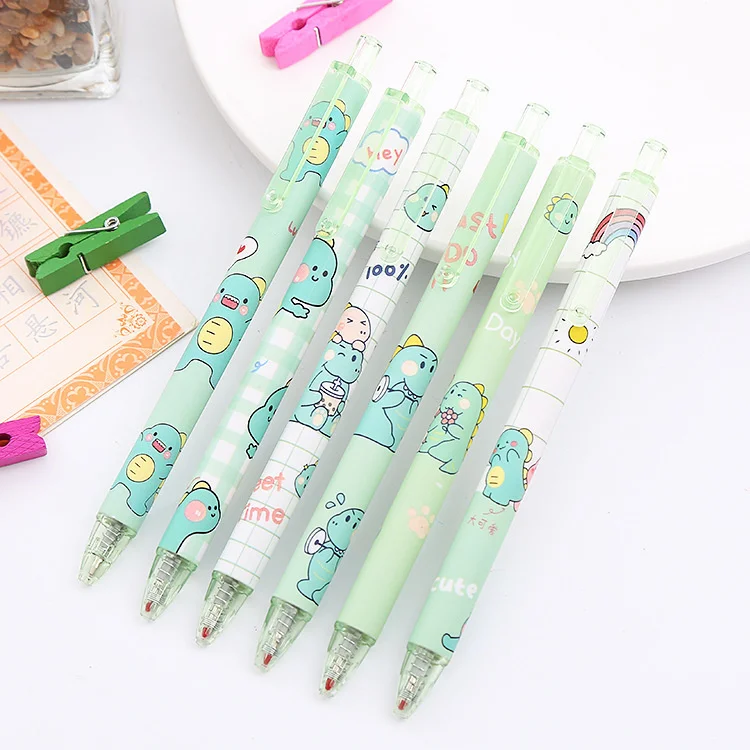 Ellen Brook 1 PCS Cute Gel Pen Creative INS Color Dinosaur Press Office Gift School Supplies Stationery Kawaii Funny Pens