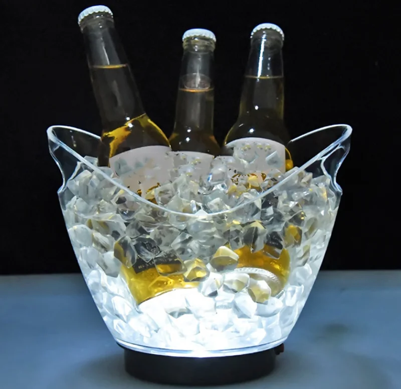 2L مقاوم للماء ABS LED الشمبانيا السلطانية الجليد دلو 7 لون LED KTV البارات النوادي الليلية LED تضيء البيرة دلو البارات ليلة