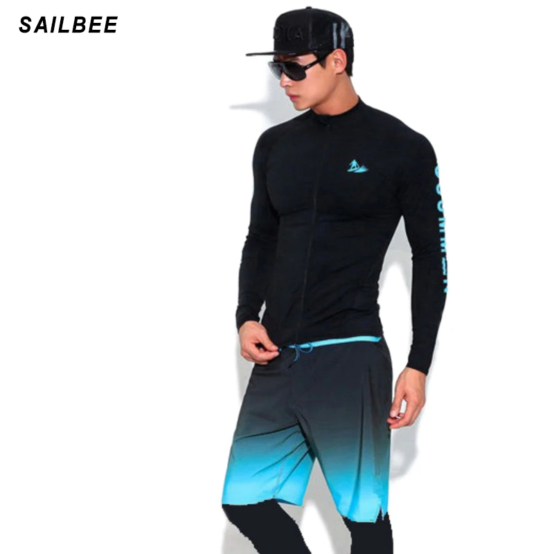 JCZWO UV Protect Surfing Rash Guard Men Swimwear Long Sleeve Swimsuit Mens Rashguard Surf Shirt For Swimming Sail drop shipping