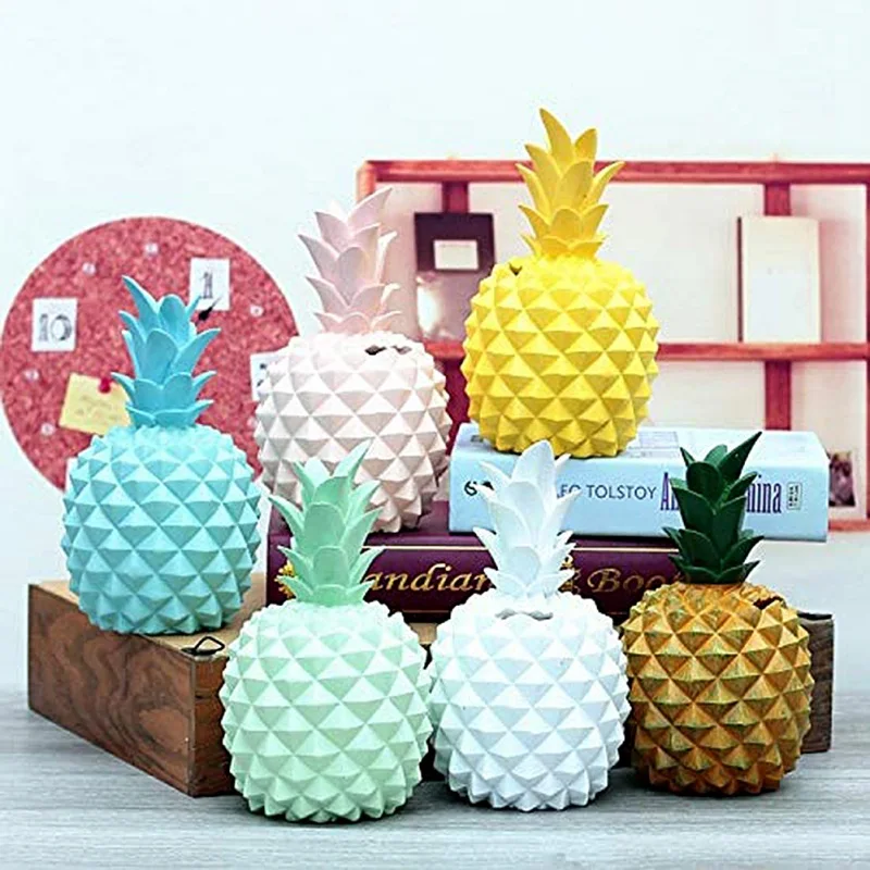 Creative Jelly Color Pineapple Ornaments Resin Kids Gift Piggy Bank Piggy Fruit Cute Girls Present Home Decoration Accessories