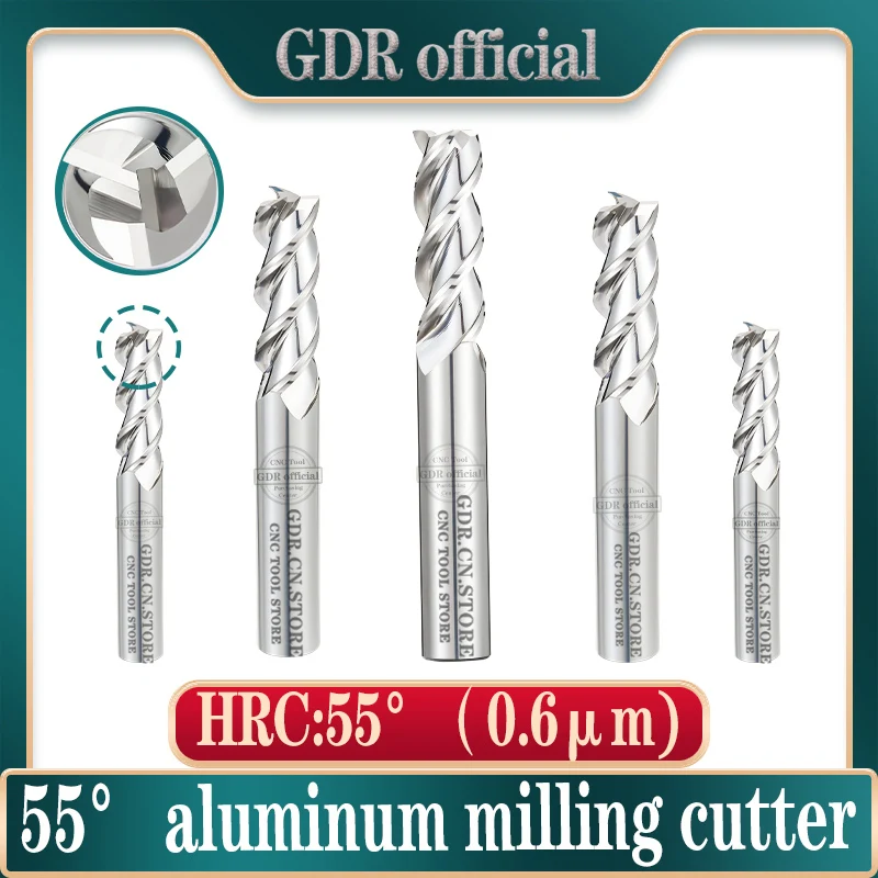 Aluminum Milling Cutter Flat Endmills Carbide Milling Cutter 3 Flutes Tungsten End Mill  Tool End Mills HSS Metal Cutter