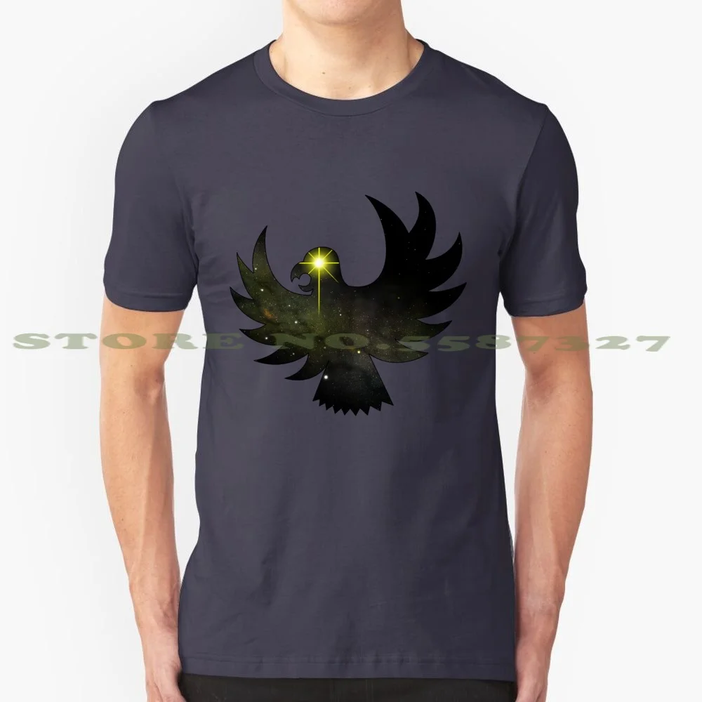 Star Falcon 100% Cotton T-Shirt Bird Falcon Star Eye Flight Raptor Astronomy Feathers Silhouette Abstract Totem Dream Galaxy