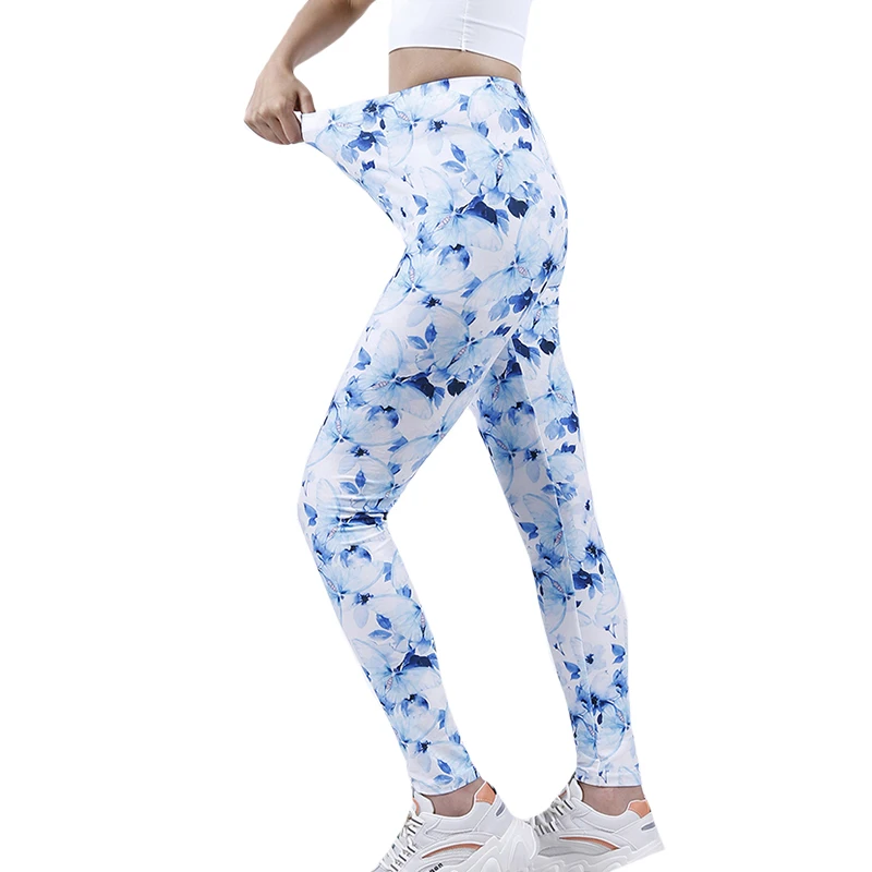 Ysdnchi-calça legging casual de alta elasticidade, novo design punk para mulheres, corrida, fitness, calça de tornozelo, branco, azul