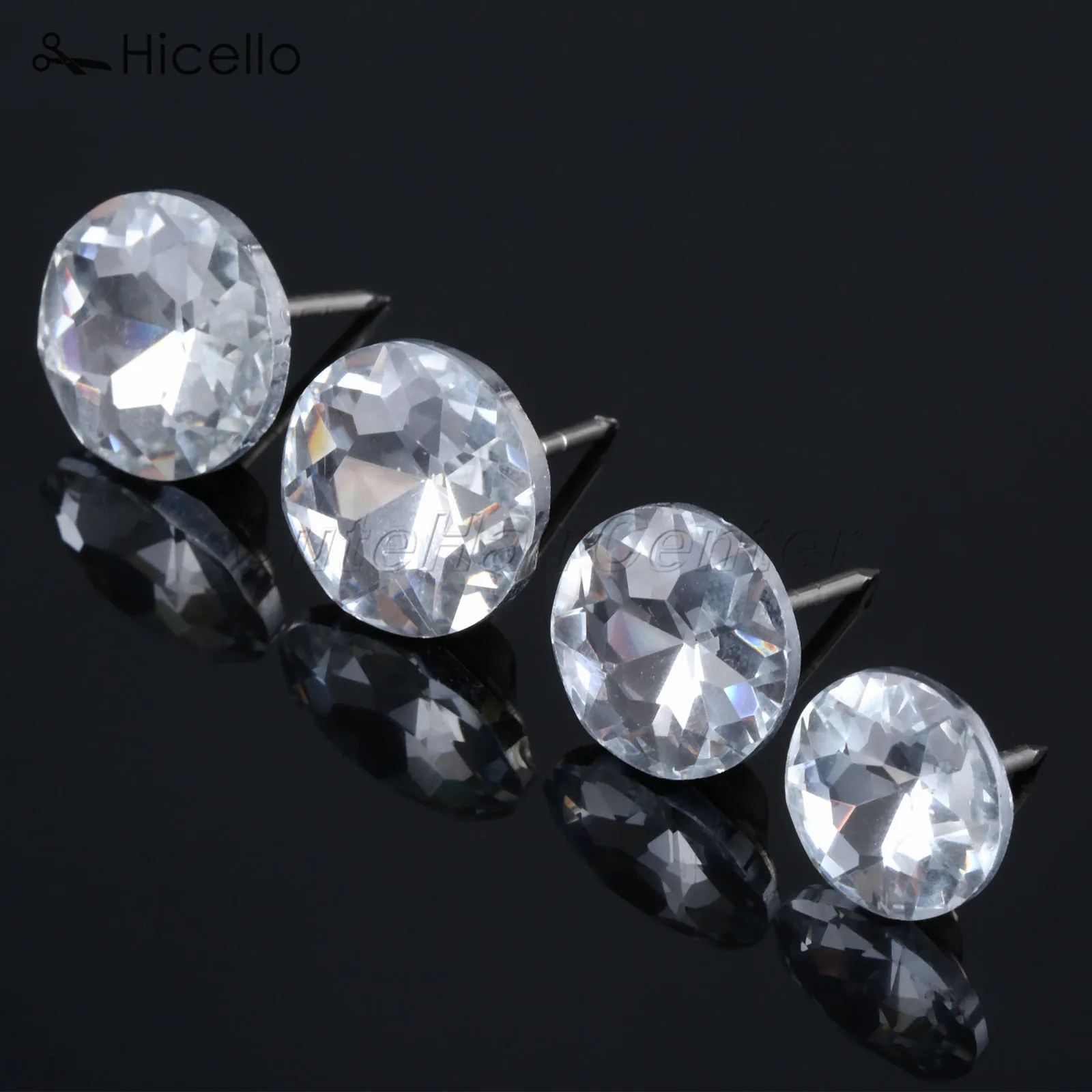 10pcs Crystal Nails Button Upholstery Glass Diamond Tacks Pins Knot 14mm/18mm/20mm/22mm Sewing Furniture Decoration Hicello