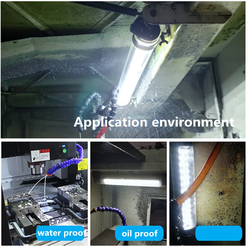 Cilíndrico torno cnc lâmpada de tira longa 24v à prova d24 água cnc usinagem centro máquina led lâmpada 220v