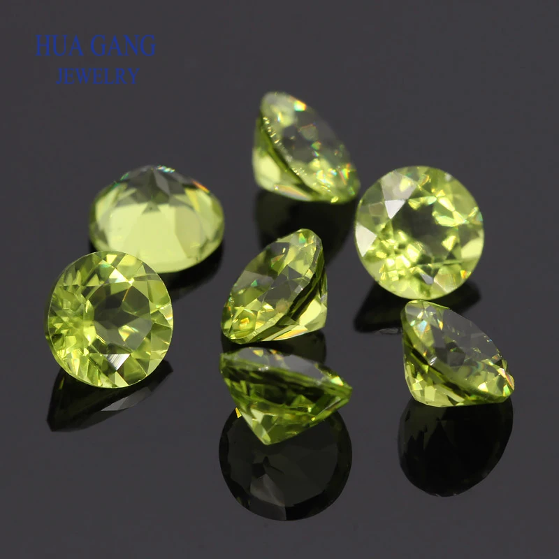 Natural Gemstone Round Chrysolite Olivine Stone Peridot Beads Loose Gemstone Facetted Cut Size 1.0~10mm For DIY Jewelry Making