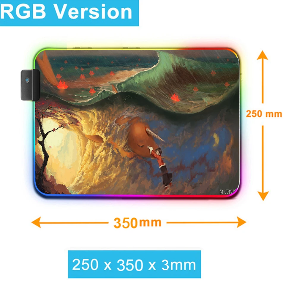 RGB مصباح ليد اكسسوارات الألعاب النمط الصيني الرسوم المتحركة Bigfish Begonia لوحة المفاتيح الكبيرة عدم الانزلاق لعبة حصيرة مكتبية ل LOL